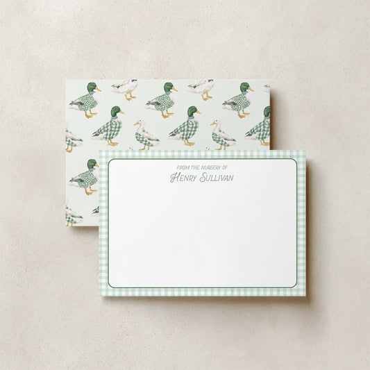 Personalized Mallard Duck Flat Note Cards Set of 12