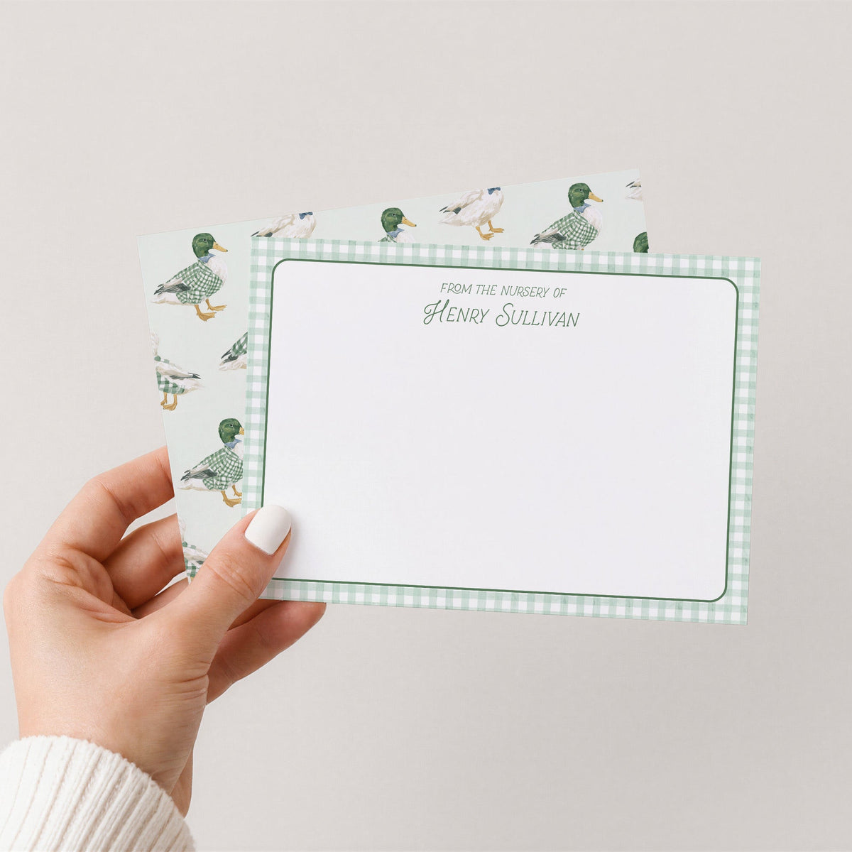 Personalized Mallard Duck Flat Note Cards Set of 12